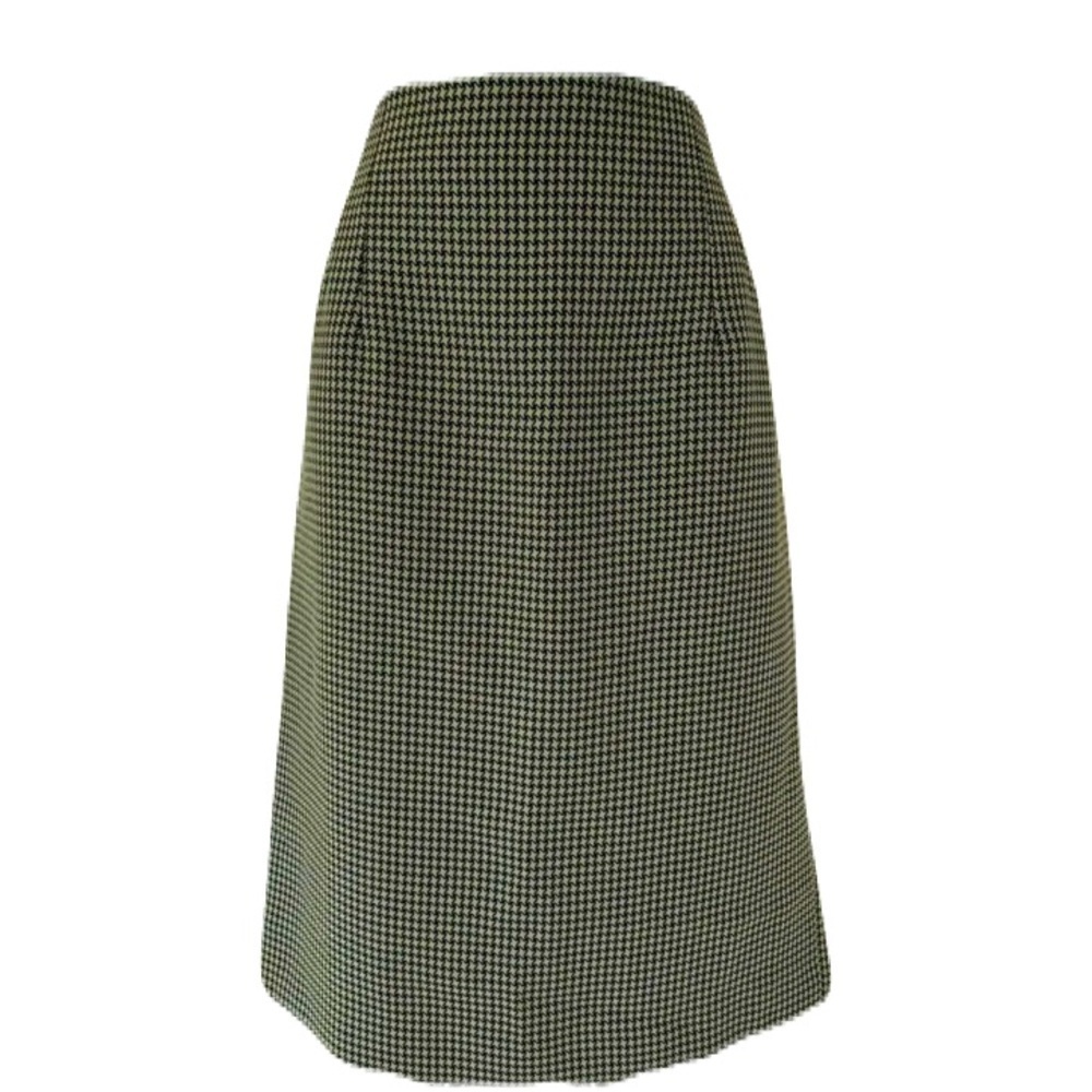 Evan Picone/Vintage 1980’s/Houndstooth/ Black&sage green/Pencil skirt/Size US 12